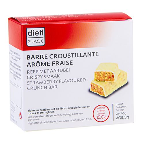 Substitut de repas protéiné barre croustillante fraise