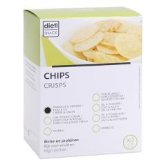 Chips arôme fromage et oignon riches en protéines.