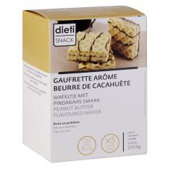 Gaufrette arôme beurre de cacahuète riche en protéines. 5 sachets fraîcheur.