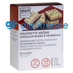 Gaufrette hyperprotéinée arôme chocolat blanc et framboise 