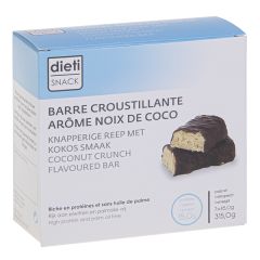 Barre croustillante arôme noix de coco riche en protéines, sans huile de palme. 