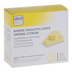 Barre croustillante arôme citron riche en protéines, sans gluten et sans huile de palme.